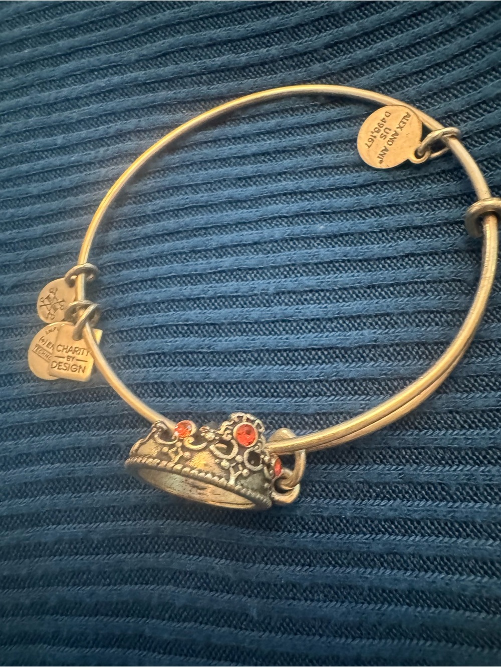 Alex and Ani Silver Crown Charm Bracelet